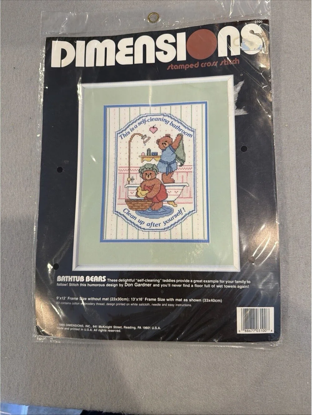 Vtg 1989 Dimensions  Stamped Crosstitch Bathtub Bears New Sealed